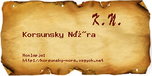 Korsunsky Nóra névjegykártya