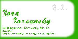 nora korsunsky business card